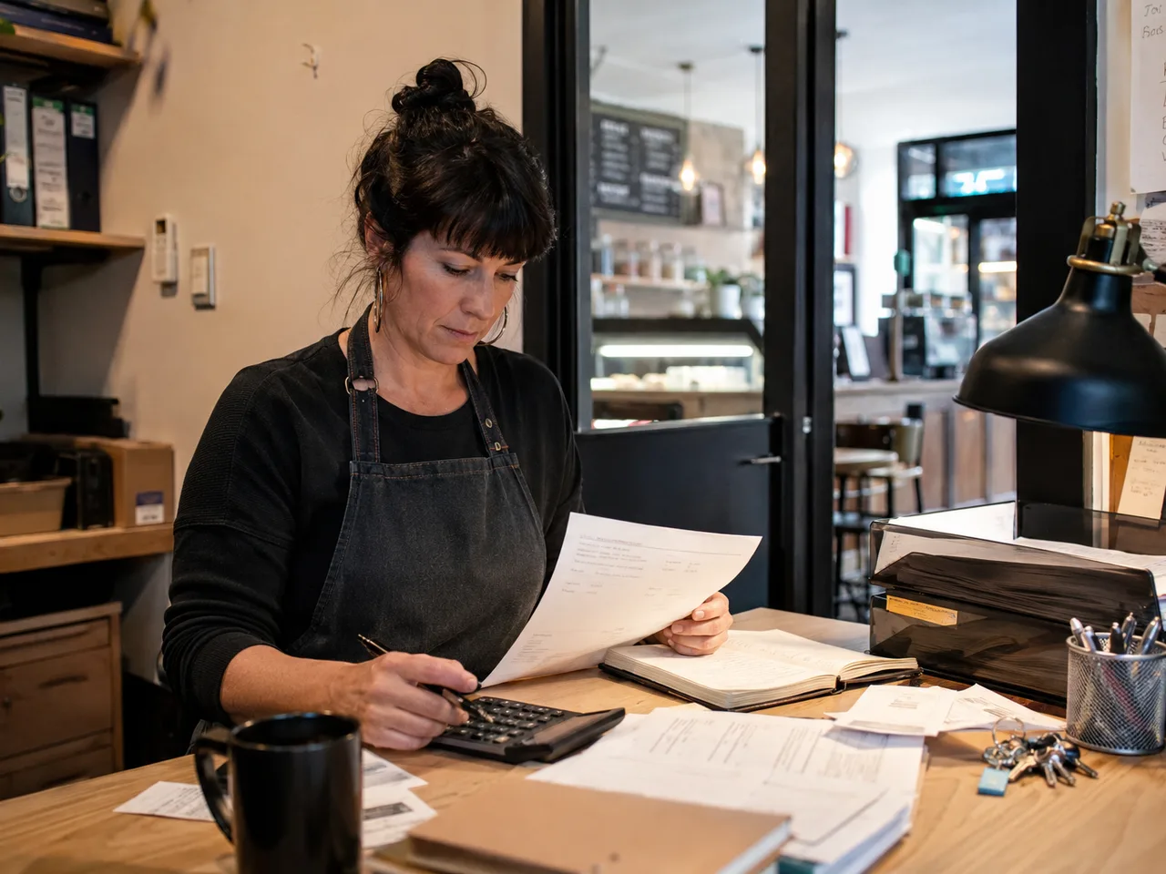 retail manager handling back-office paperwork during an operating day