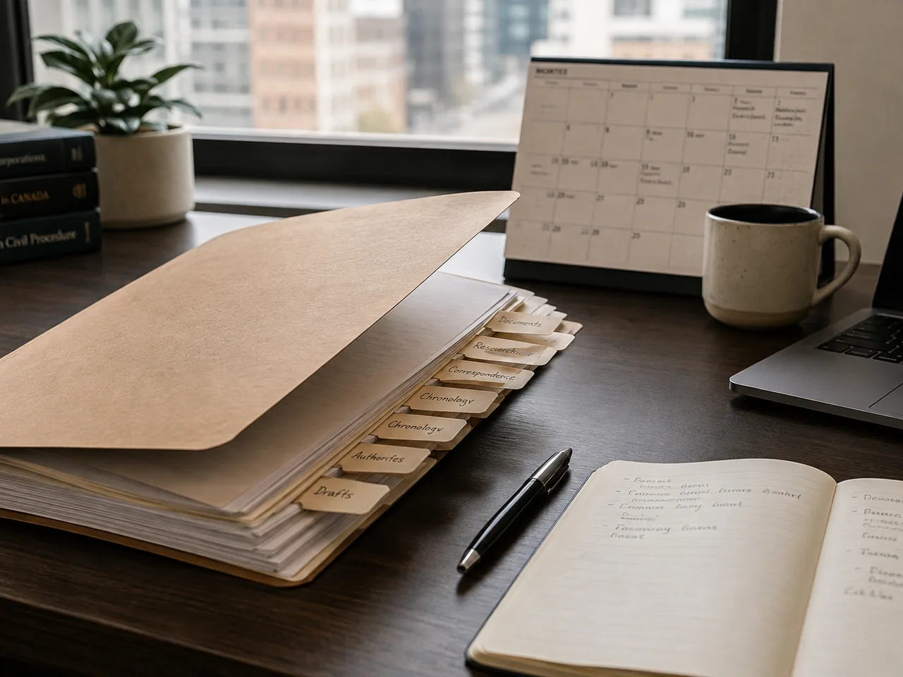 professional matter file and supporting workpapers arranged for review