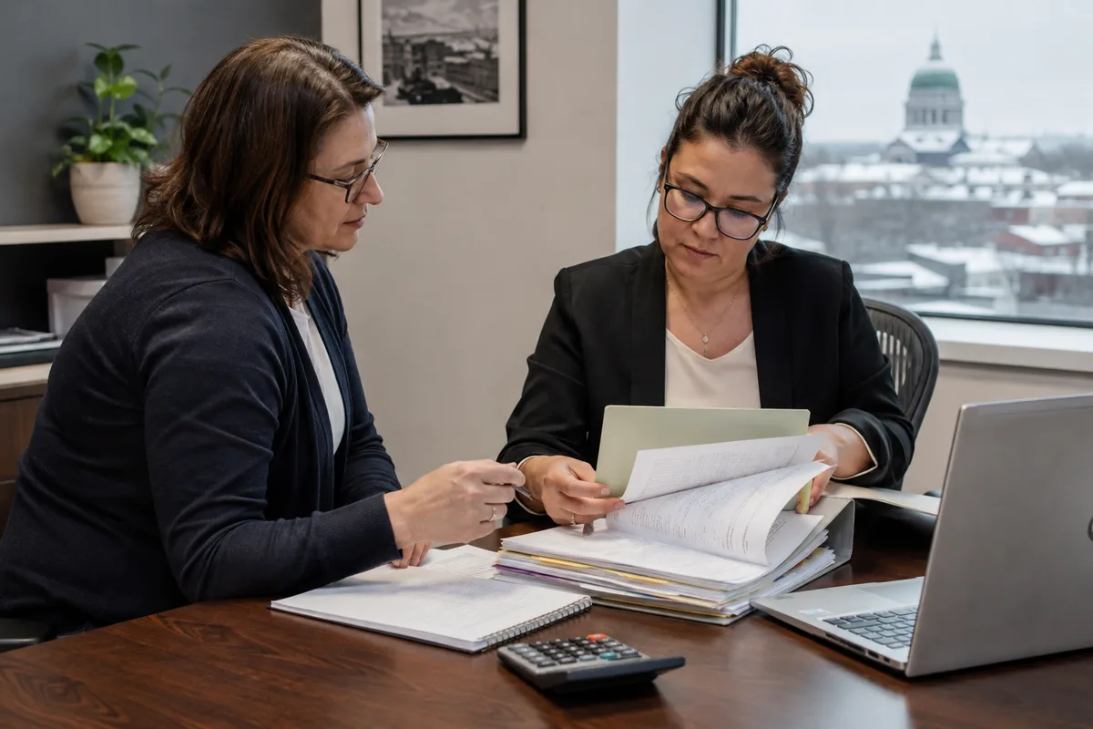small law team reviewing a matter and deadlines together