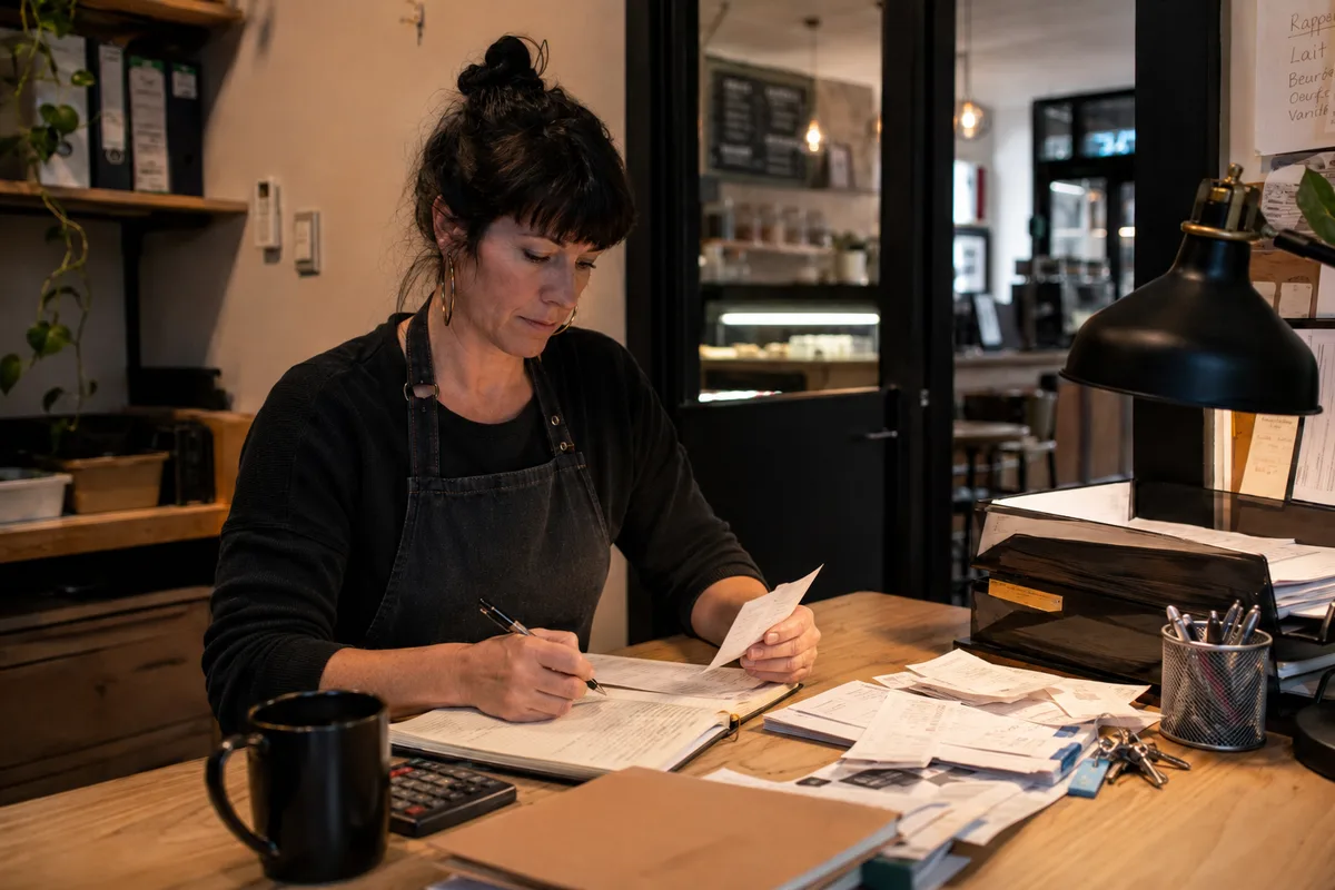 retail or hospitality manager completing end-of-shift administration