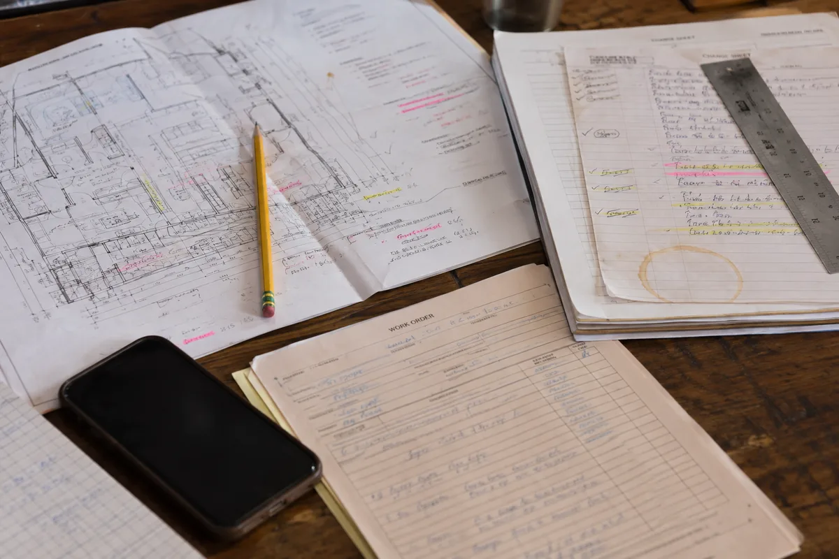 project evidence, plans, notes and field records organized together