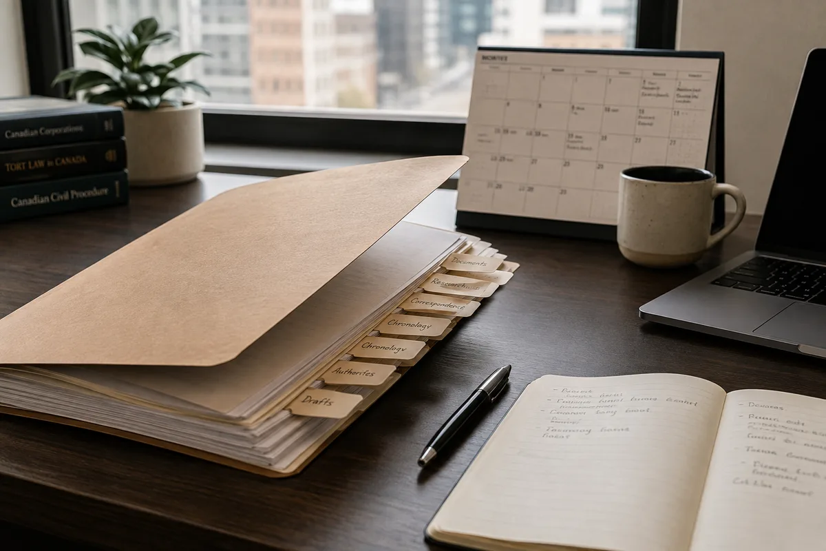 professional matter file and supporting workpapers arranged for review