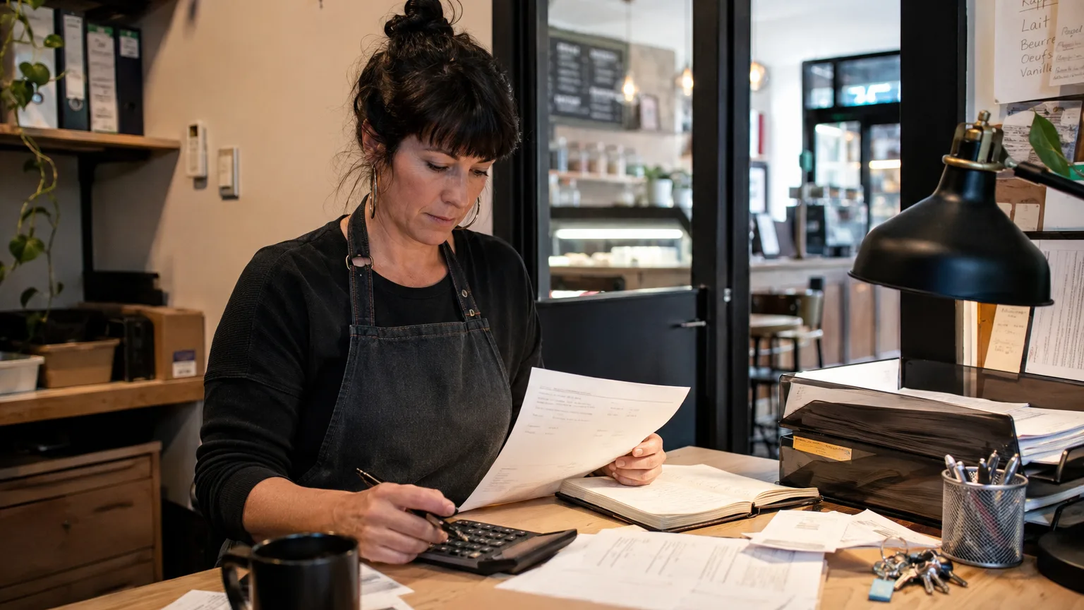 retail manager handling back-office paperwork during an operating day